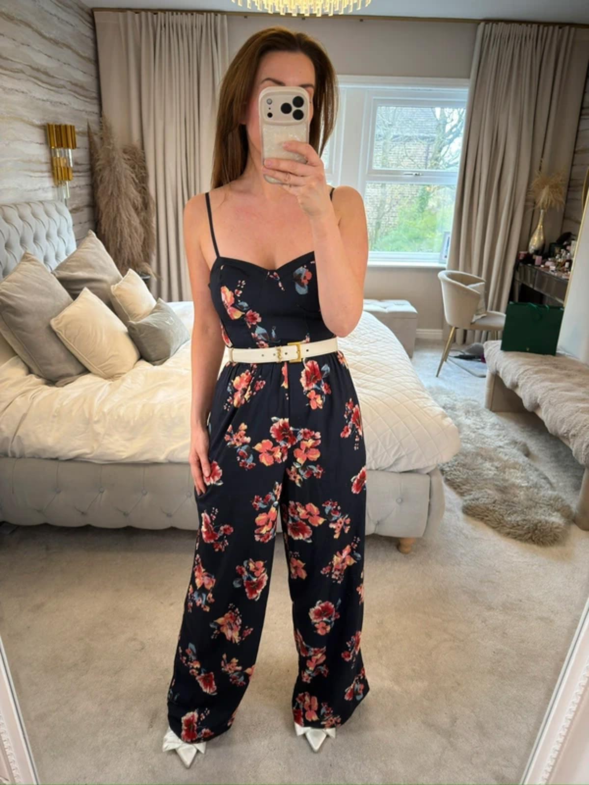Girls On Film Navy Floral Jumpsuit XS