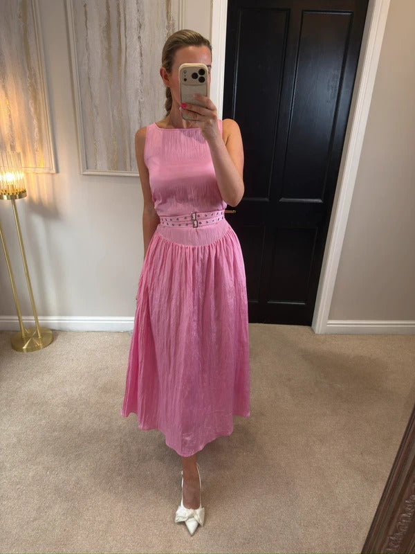 BNWT Marks & Spencer’s Pink Midaxi Belted Dress 8
