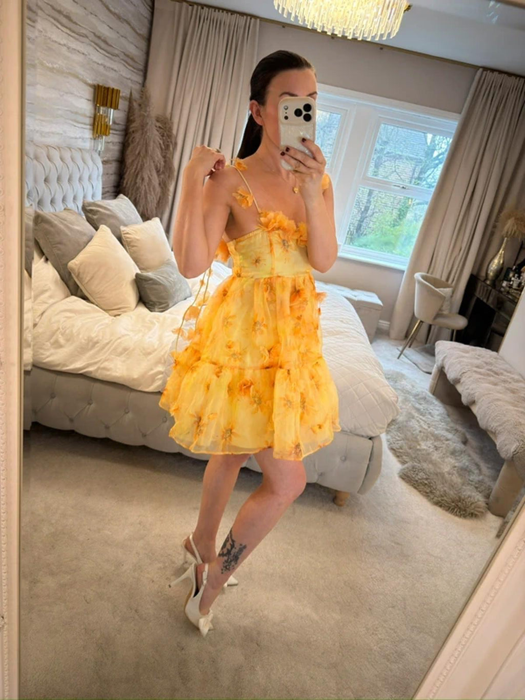 BNWT River Island Yellow 3D Floral Dress 6