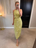 Mango Green Floral Open Back Midi Large