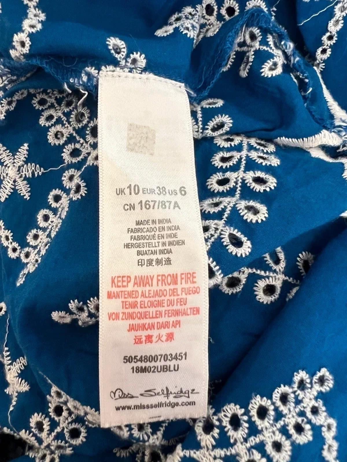 Miss Selfridge Blue & White Broderie Anglaise Mini Dress 10