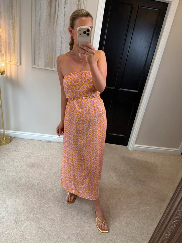 Anthropologie The Aliza Strapless Linen Maxi Dress Small