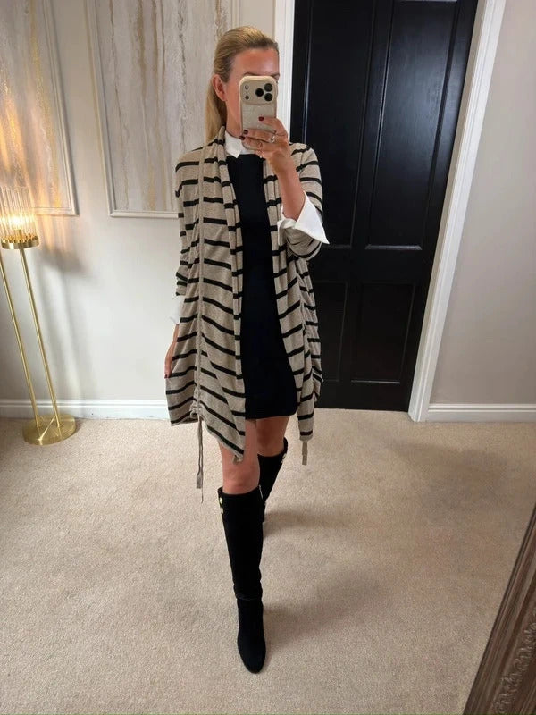 Y2K AllSaints Beige & Black Stripe Cardigan 8