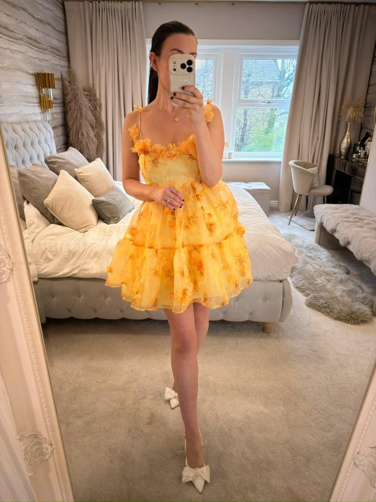 BNWT River Island Yellow 3D Floral Dress 6