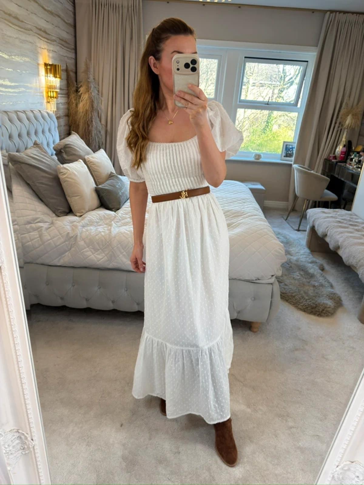 BNWT Asos White Dobby Dress XS