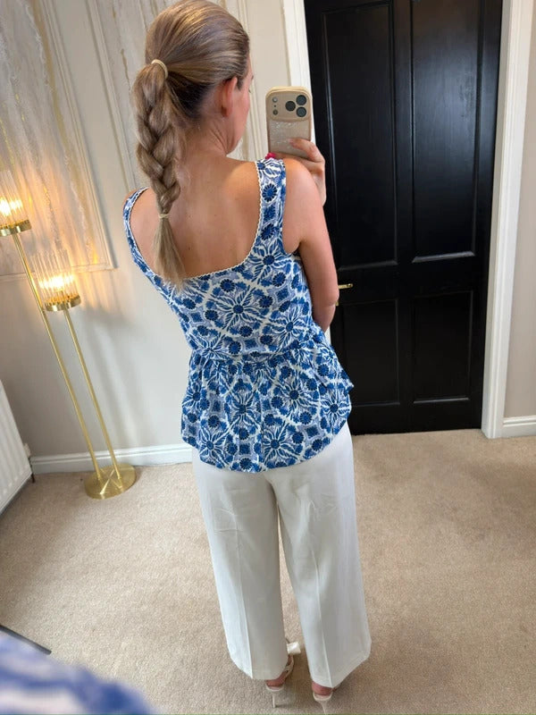 Joe Browns Blue & White Porcelain Blouse 6