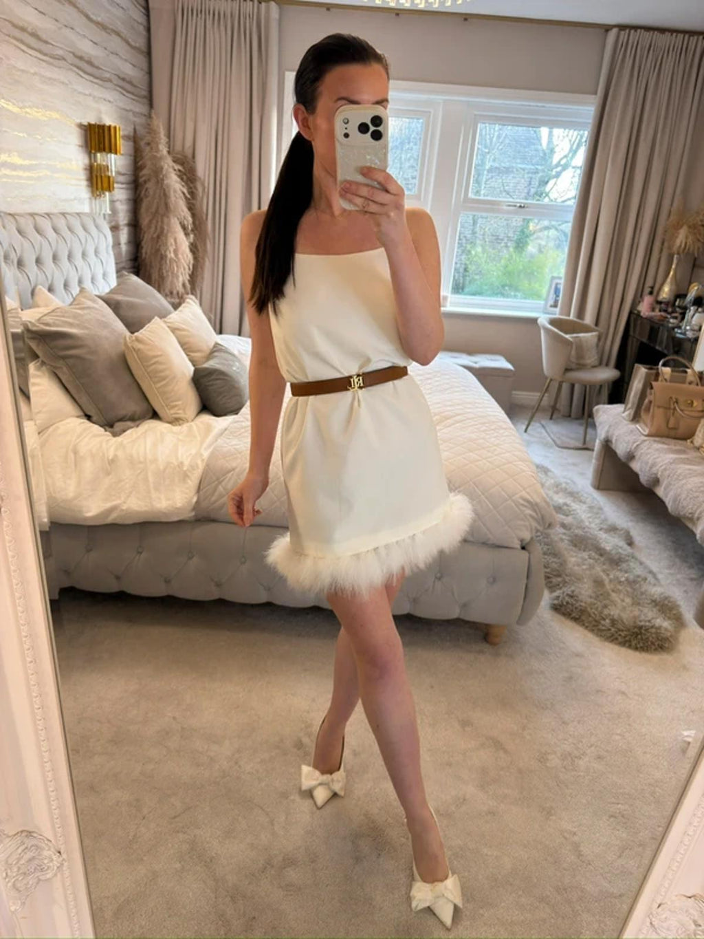 Topshop White Feather Mini Dress 6