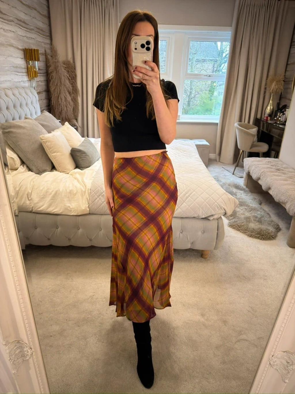 BNWT Zara Tartan Midi Skirt Small