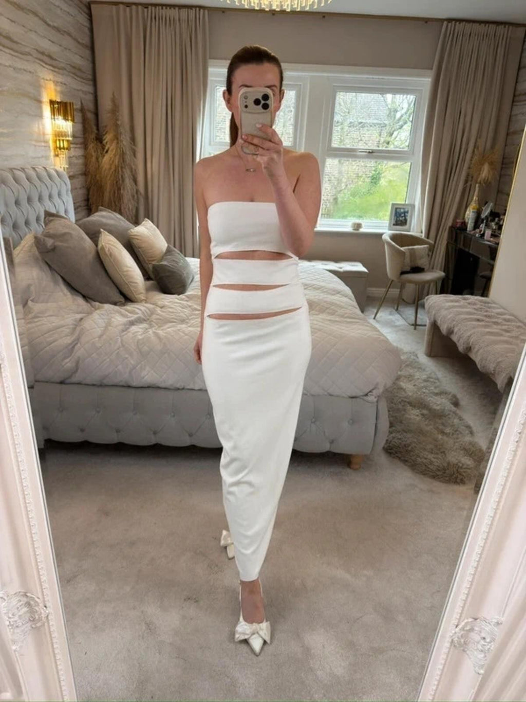 Zara White Strapless Cut Out Dress 12