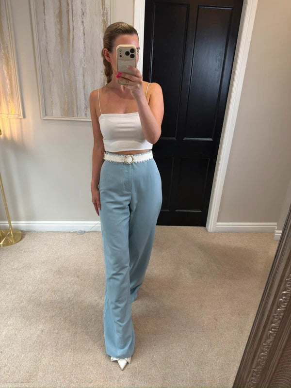 Zara Blue Wide Leg Trousers Size Medium