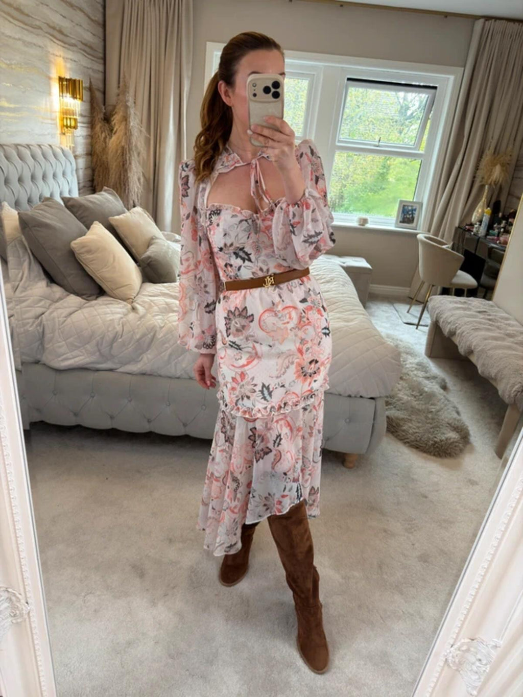 River Island Boho Tie Front Dip Hem Dress 8