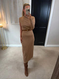 BNWT Karen Millen Brown Camel Cashmere Finely Knit Dress Small