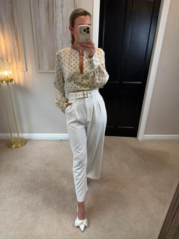 Zara Cream Satin Blouse XL