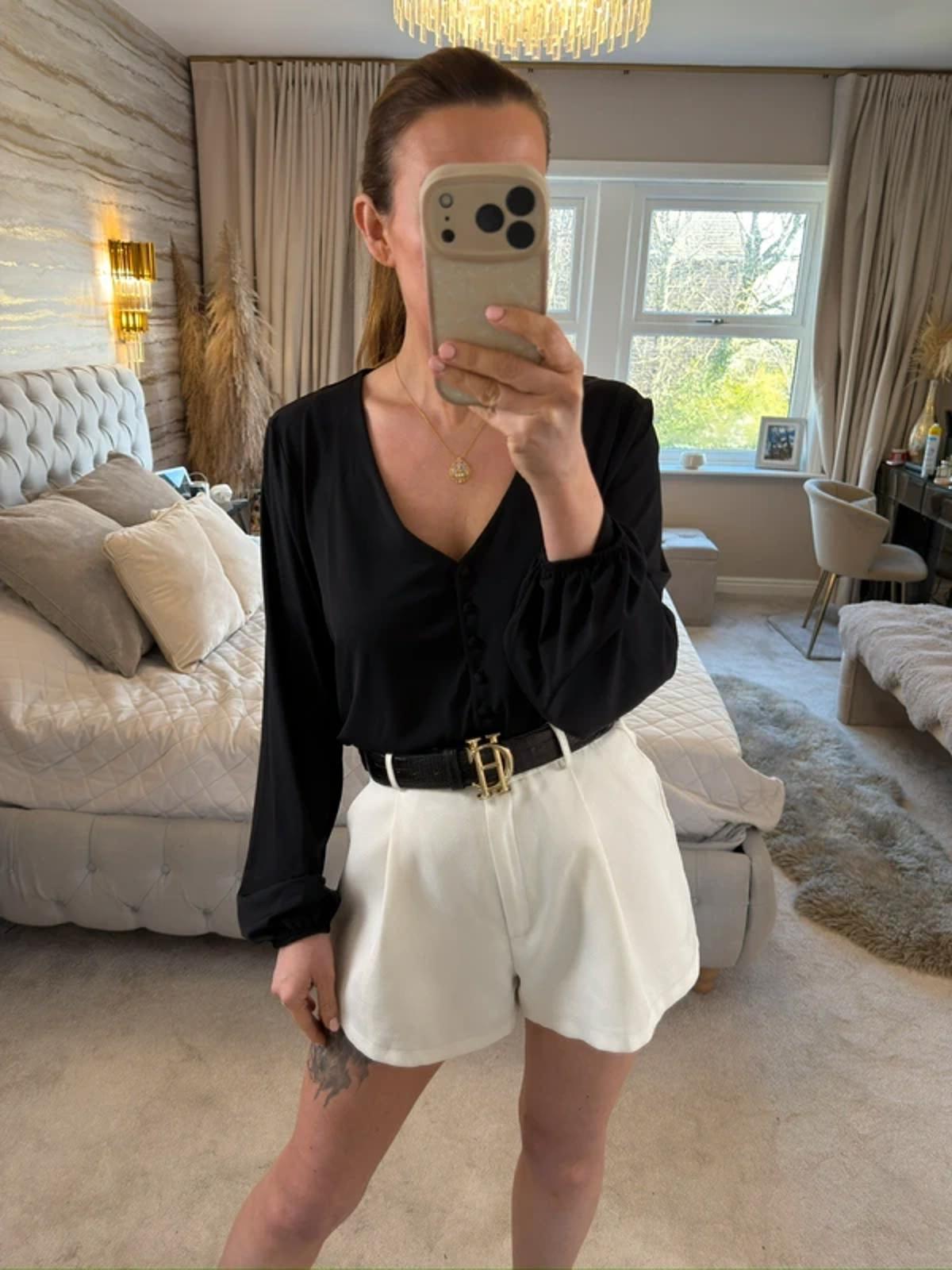 ICHI Black Button Bodysuit M/L