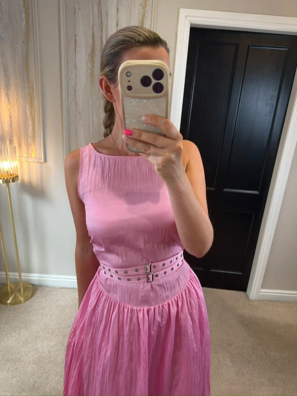 BNWT Marks & Spencer’s Pink Midaxi Belted Dress 8