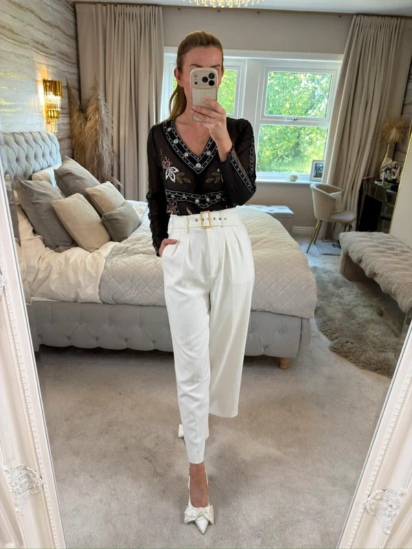 River Island Sheer Embroidered Blouse Small