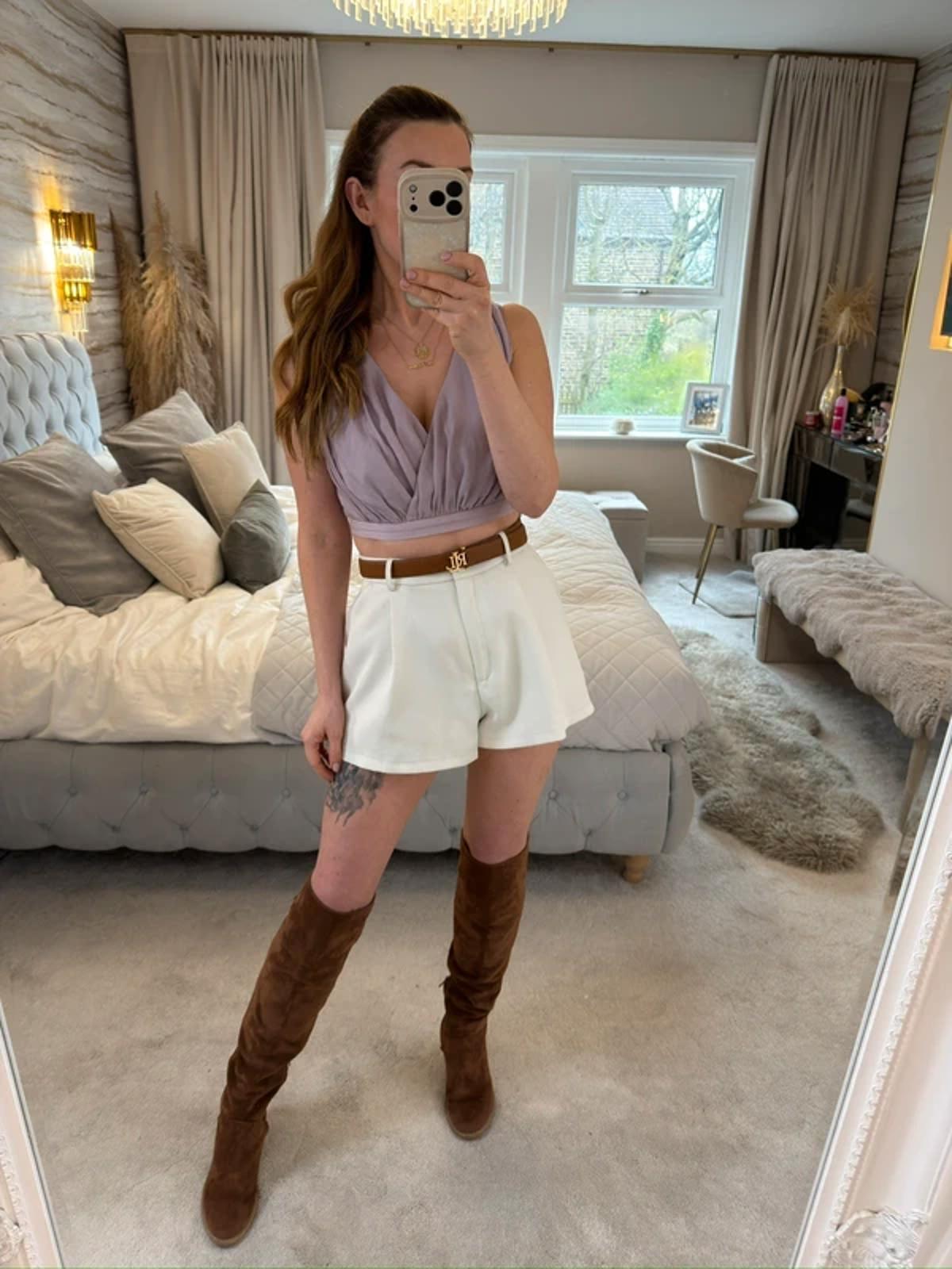 Love Bonito Lilac Crop Blouse 8