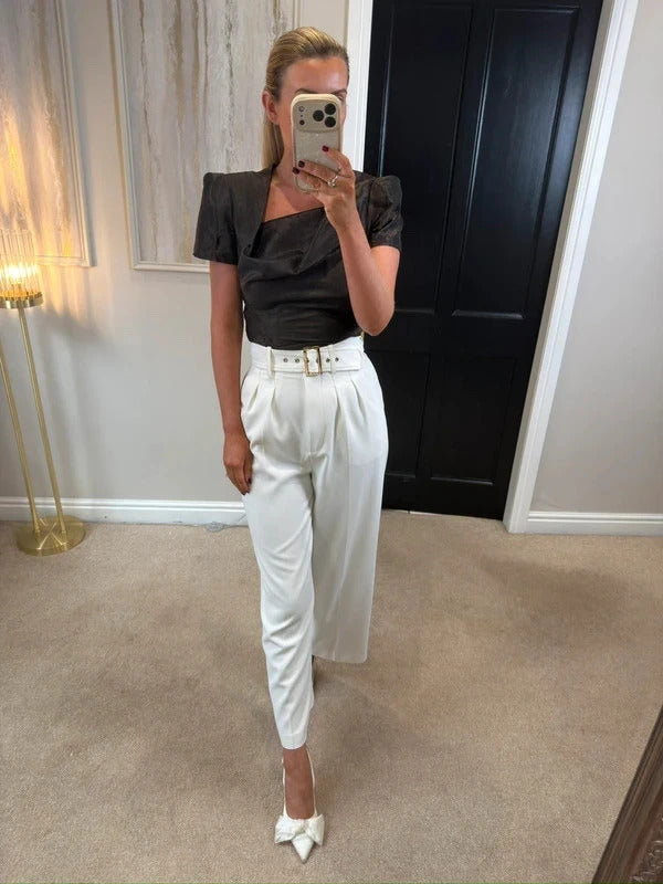 Bolongaro Trevor Brown Metallic Statement Blouse