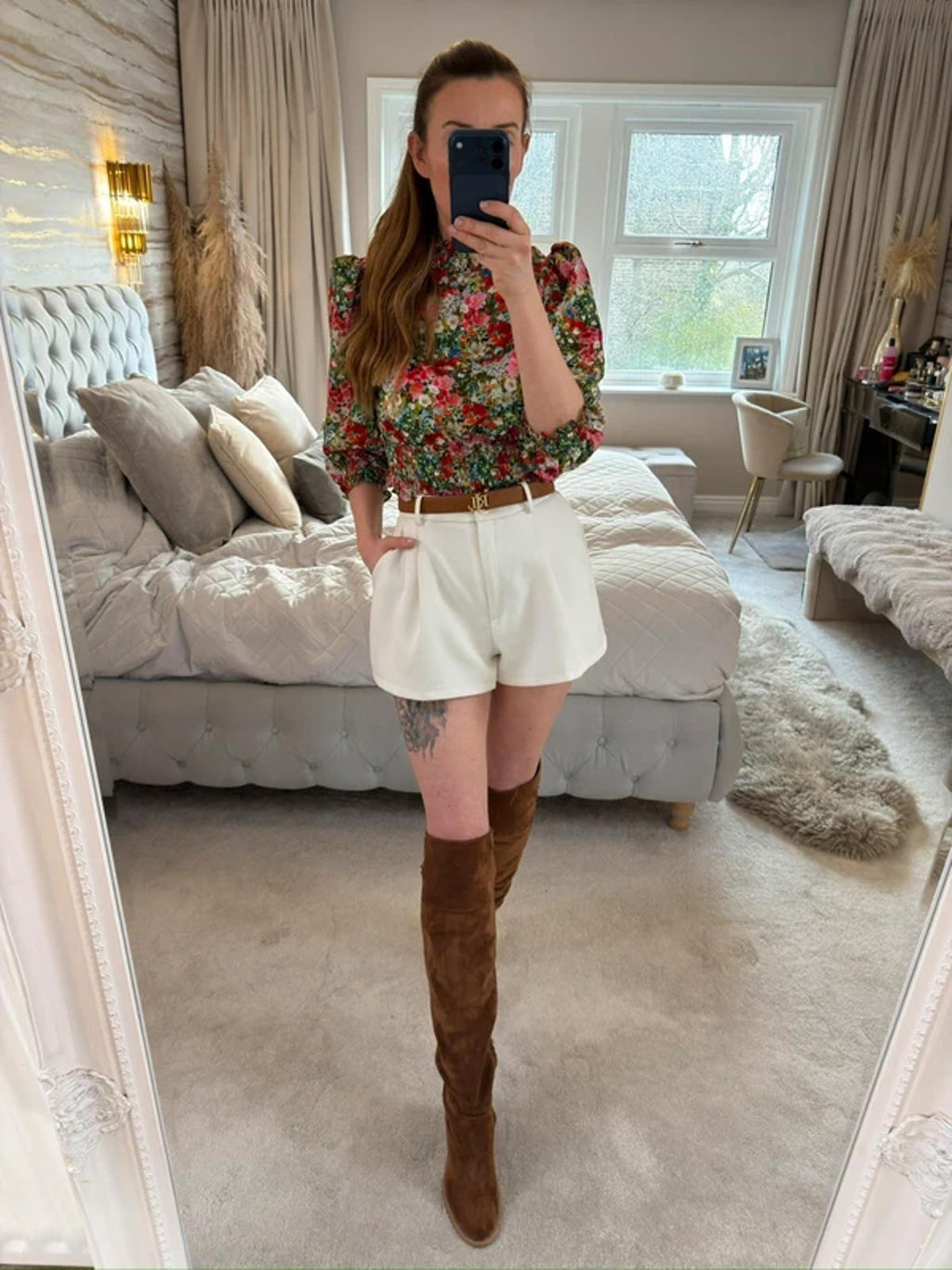 Zara Satin Floral Puff Sleeve Blouse XS