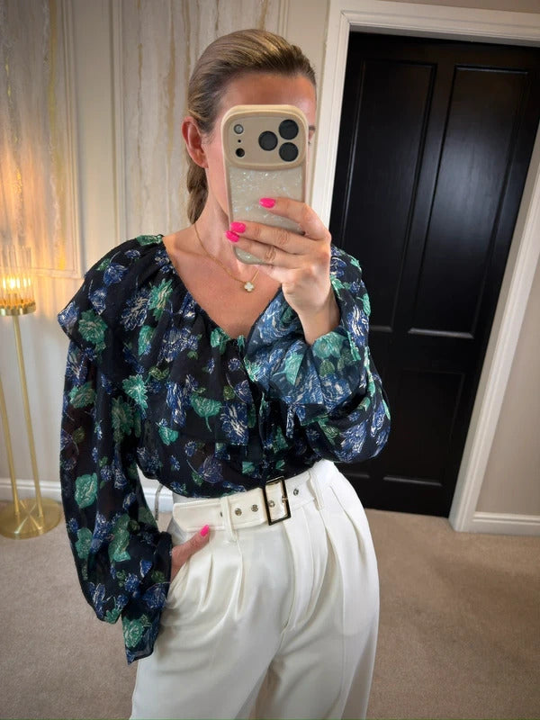 BNWT Warehouse Black Floral Boho Blouse 12