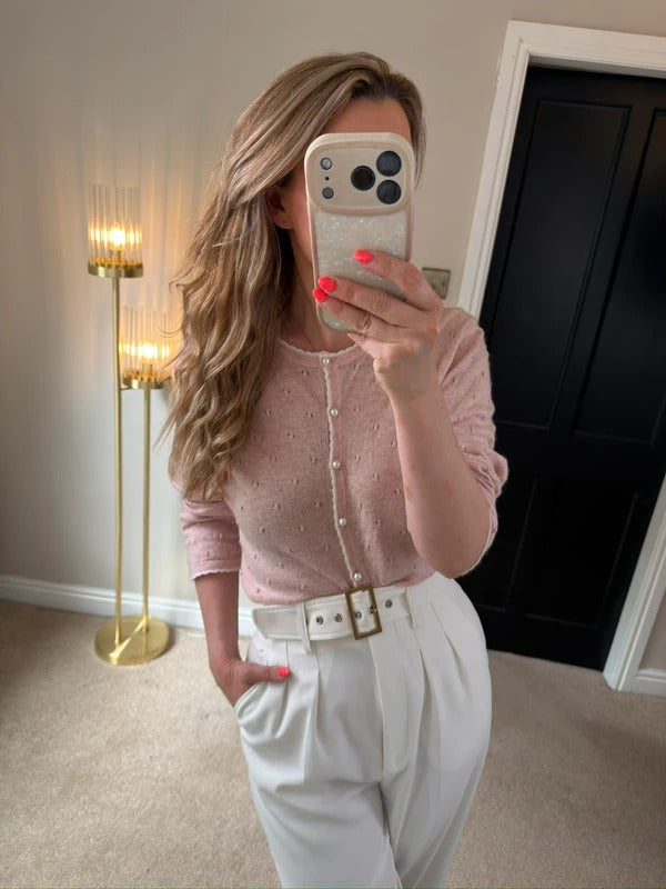 Vintage Inspired Lindy Bop Pink Pearl Button Cardigan XL