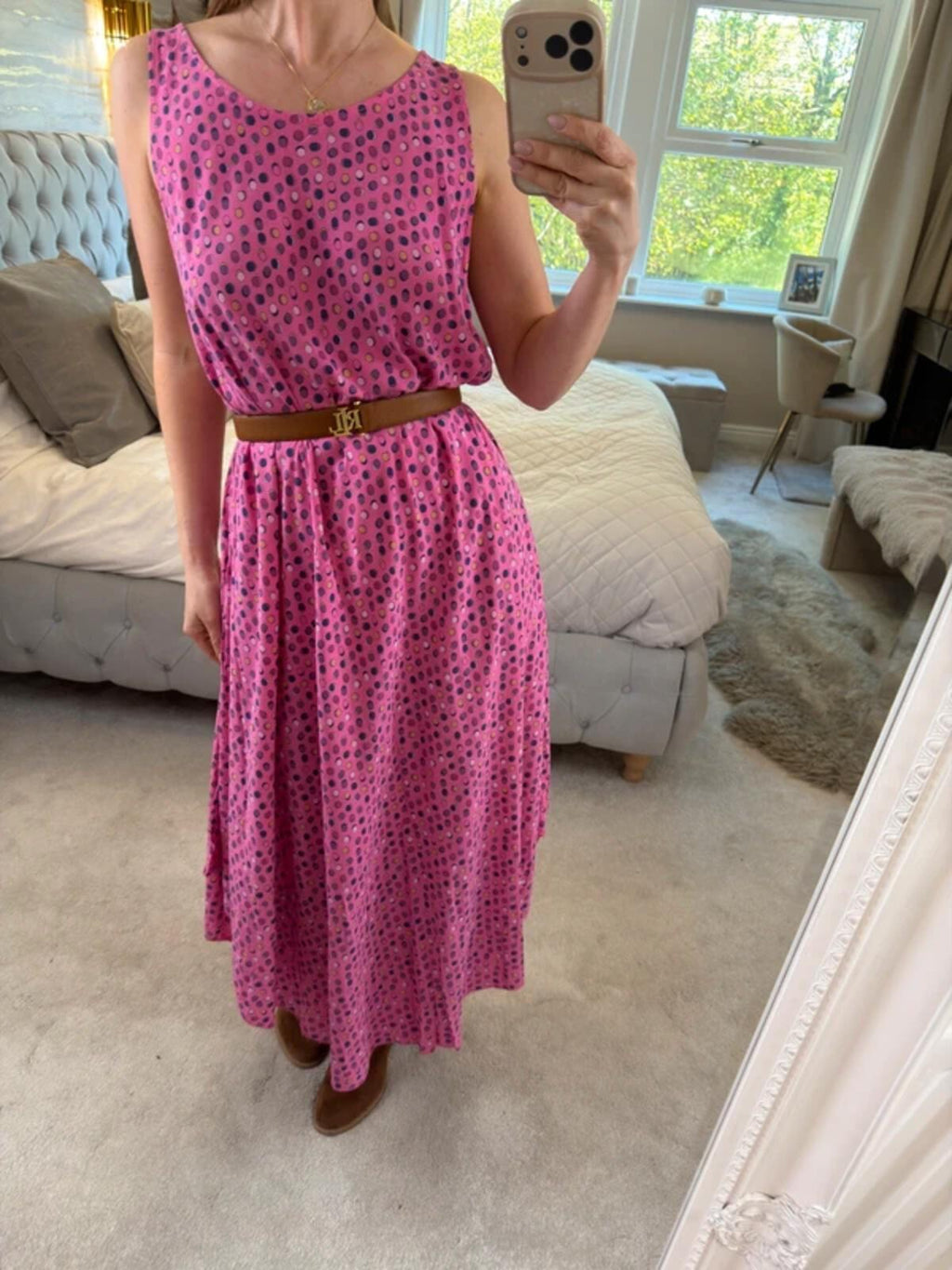 Nina Murati Pink Handkerchief Midi Dress One Size