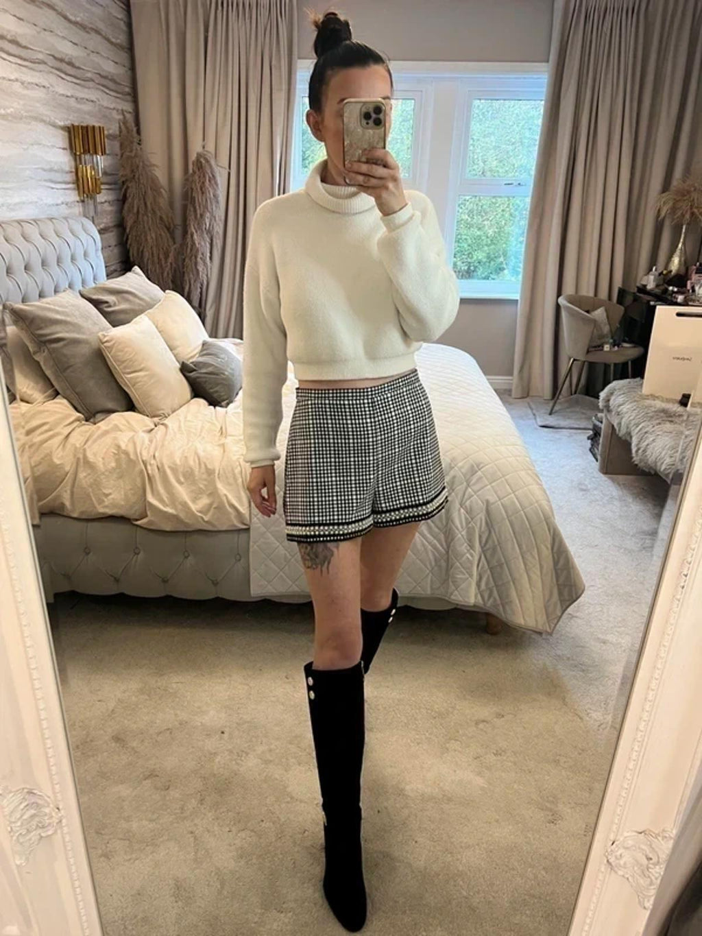 River Island Black & White Embellished Shorts 8 / 10