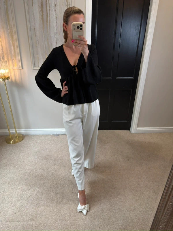 BNWT Boohoo Black Tie Front Boho Top 8