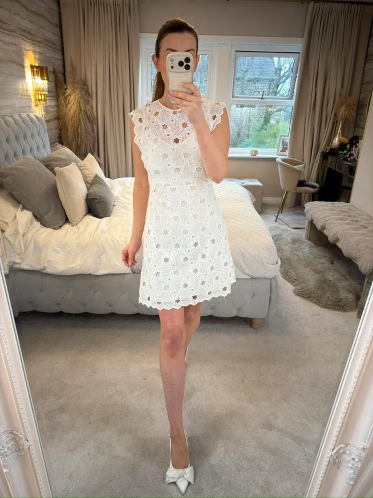 Zara White Lace Star Mini Dress Small