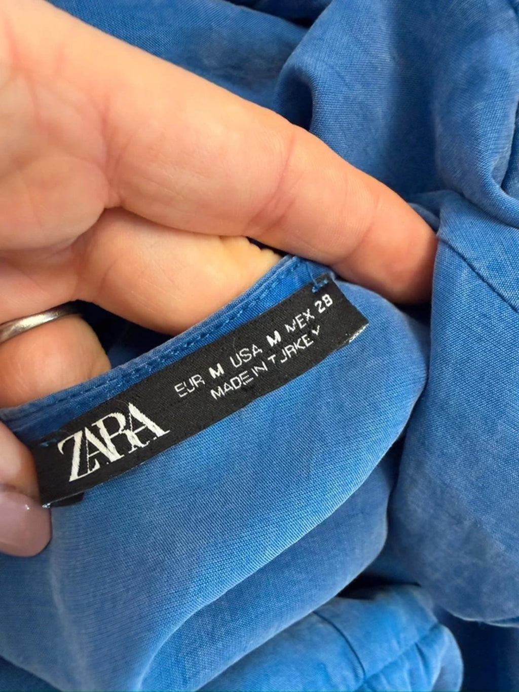 Zara Blue Belted Mini Dress Medium