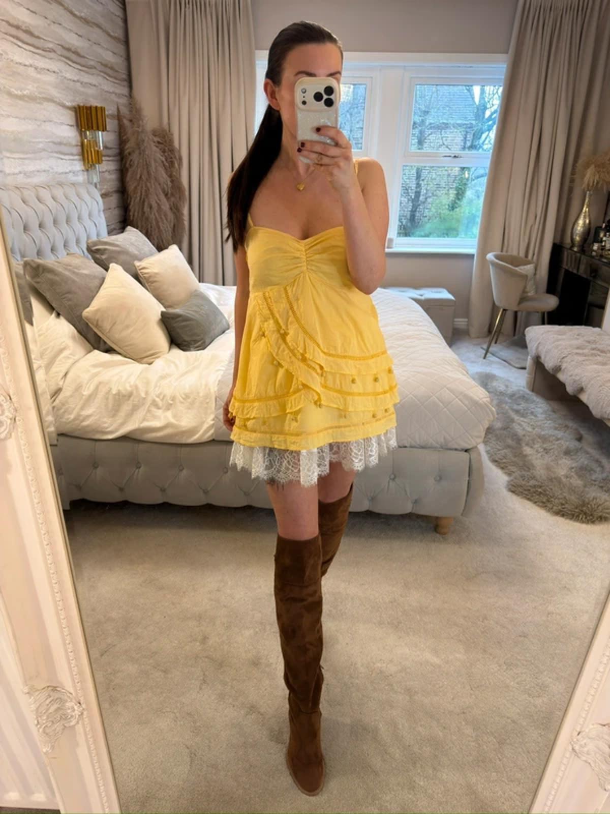Vintage H&M Yellow Long Boho Cami 10/12