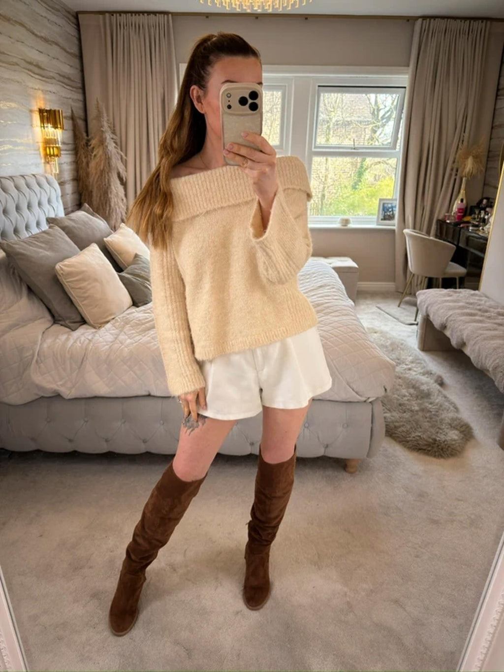 Kimchi Blue Cream Off The Shoulder Jumper XS