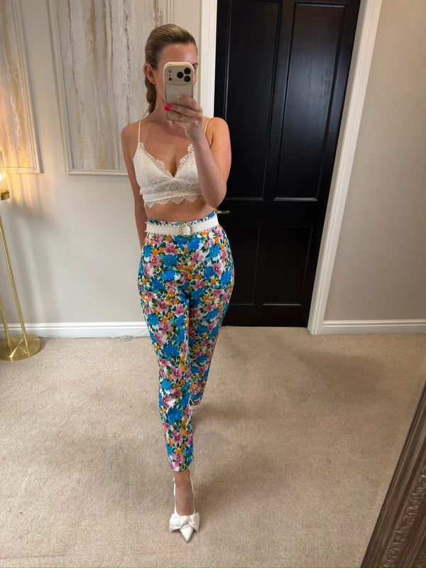 BNWT Zara Multicoloured Floral Trousers Large