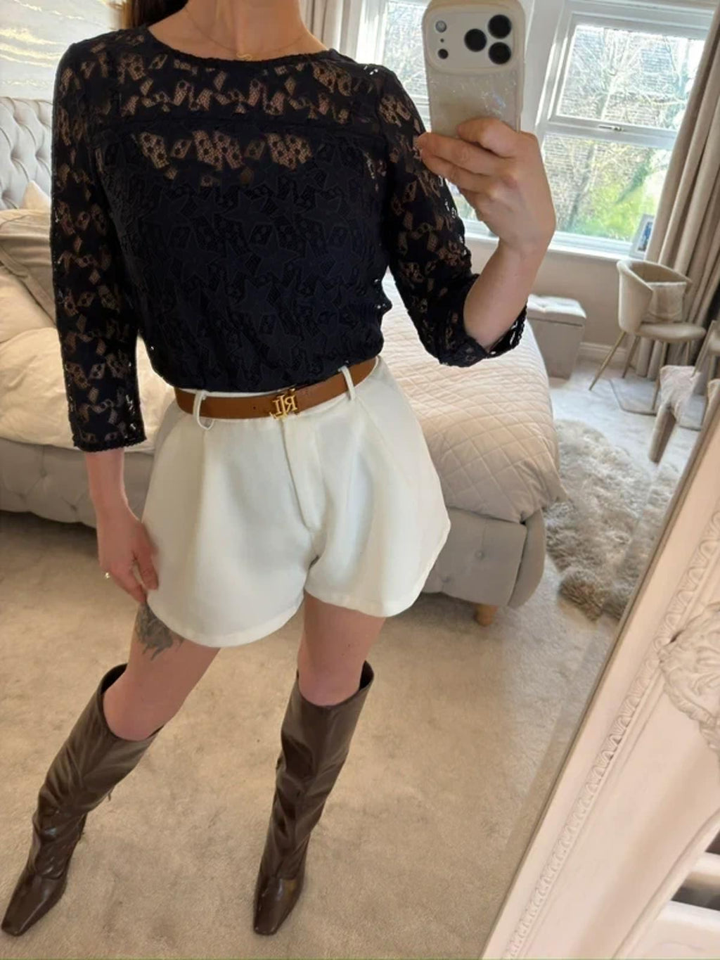 BNWT FatFace Navy Lace Star Blouse 10