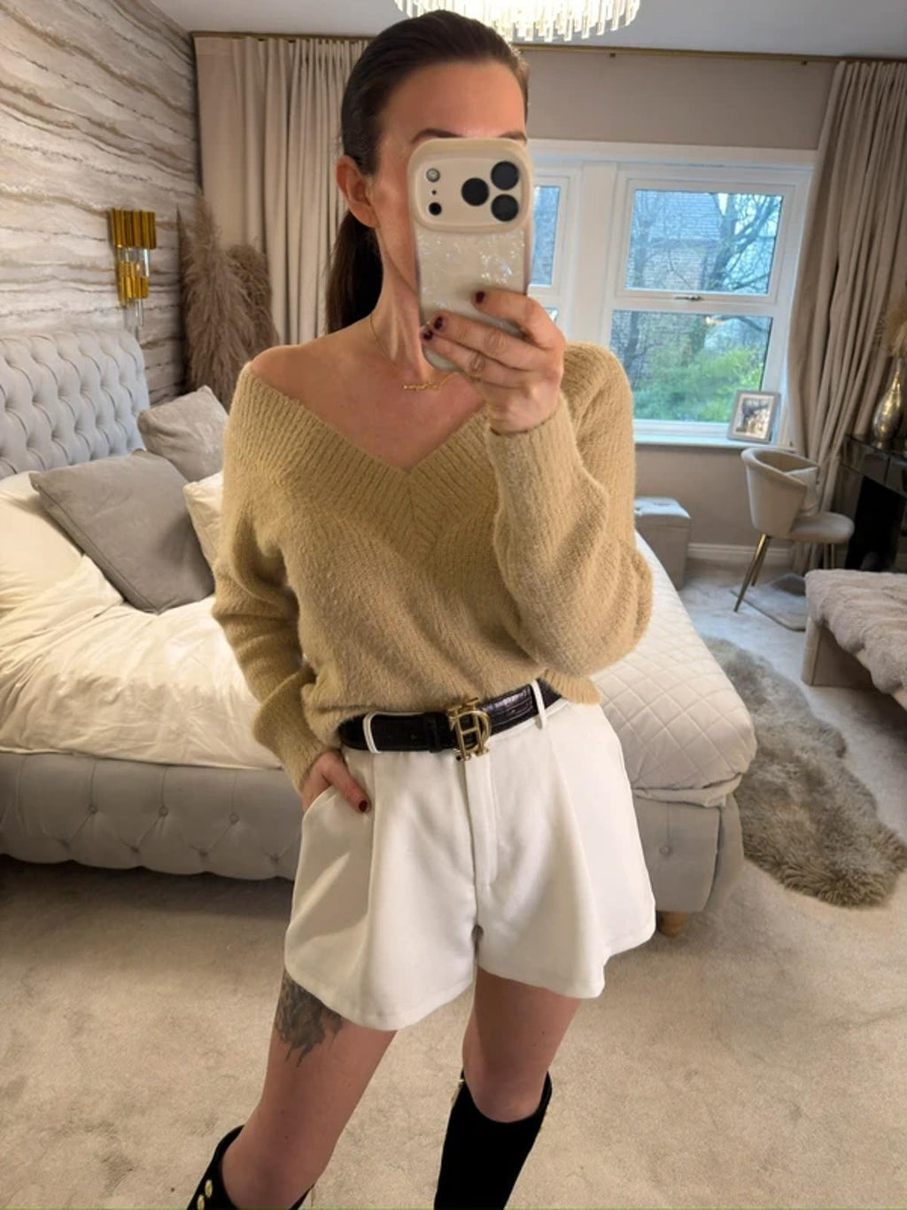 H&M Beige Fluffy Jumper Medium