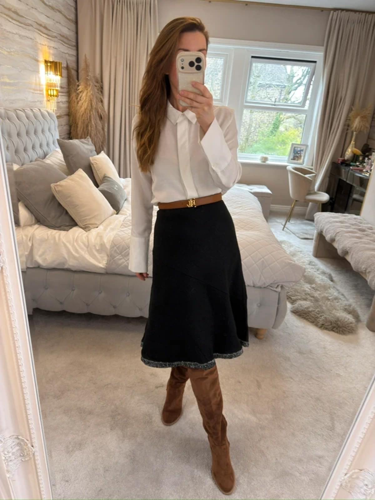 BNWT Per Una Black & White Tweed Style A Line Skirt 16