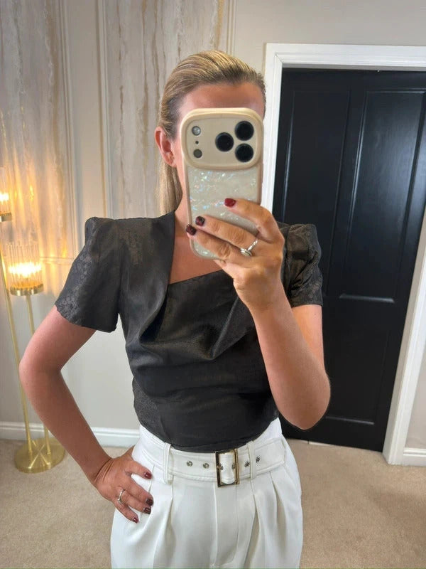 Bolongaro Trevor Brown Metallic Statement Blouse