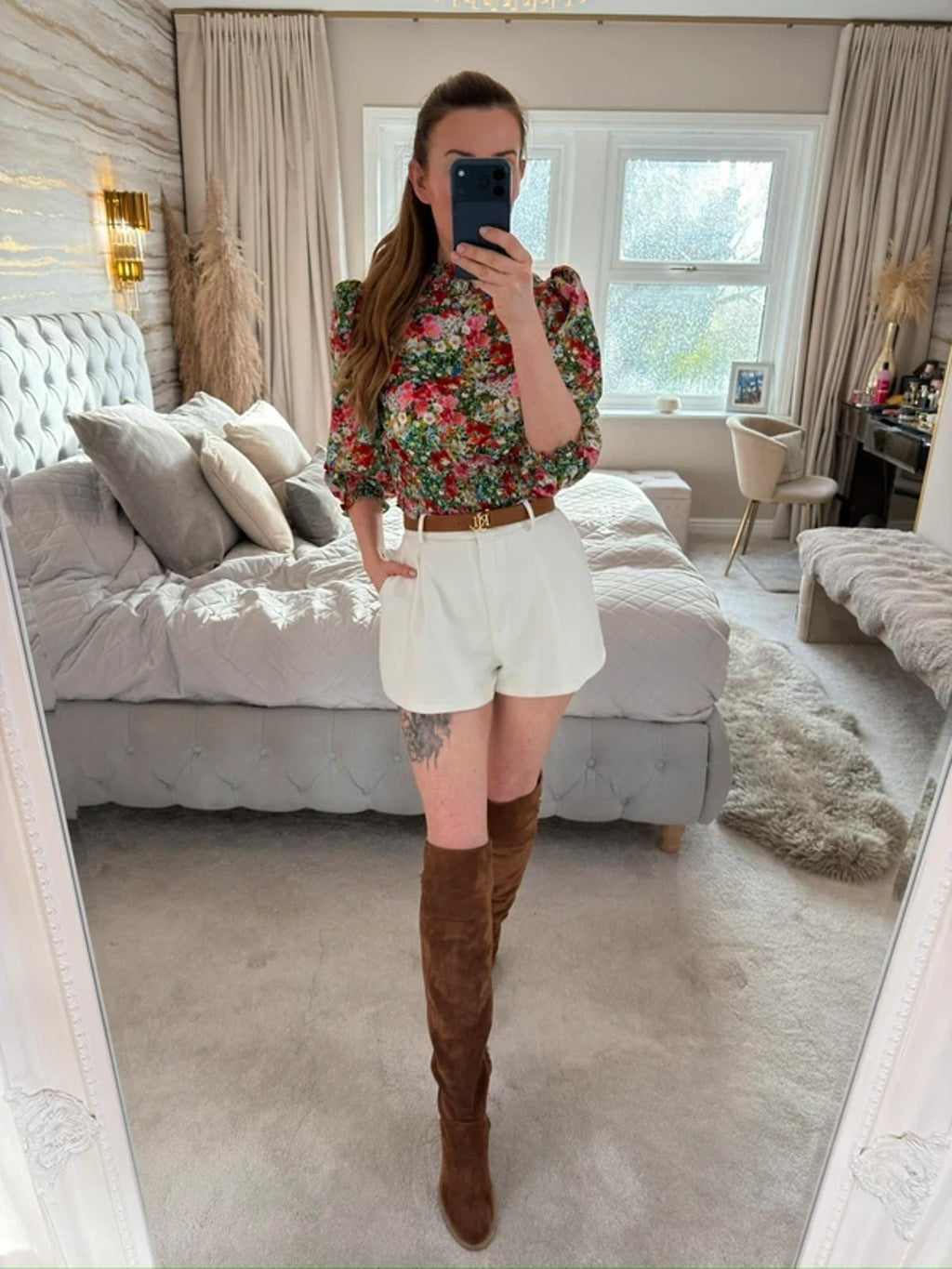 Zara Satin Floral Puff Sleeve Blouse XS