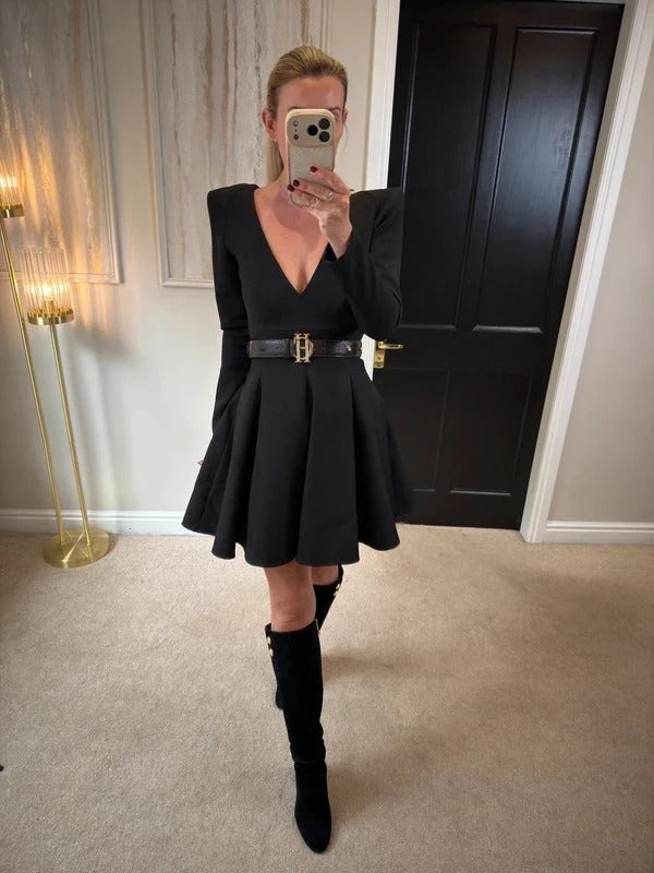 KU Spendlove Black Skater Mini Dress Small