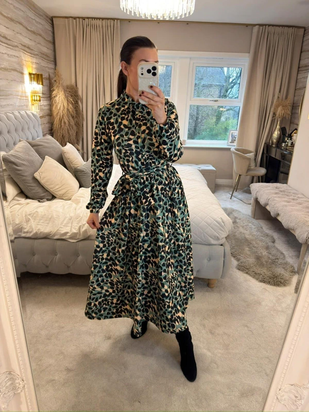 Green Belted Midi Dress 8