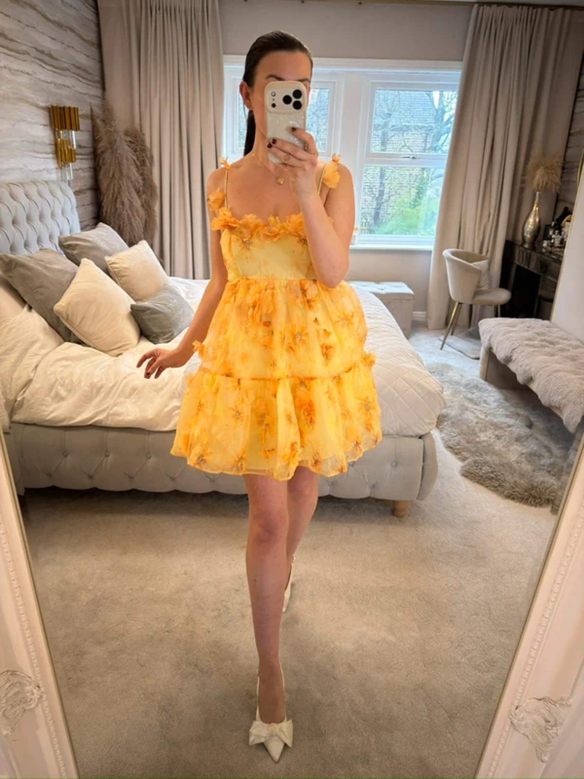 BNWT River Island Yellow 3D Floral Dress 6
