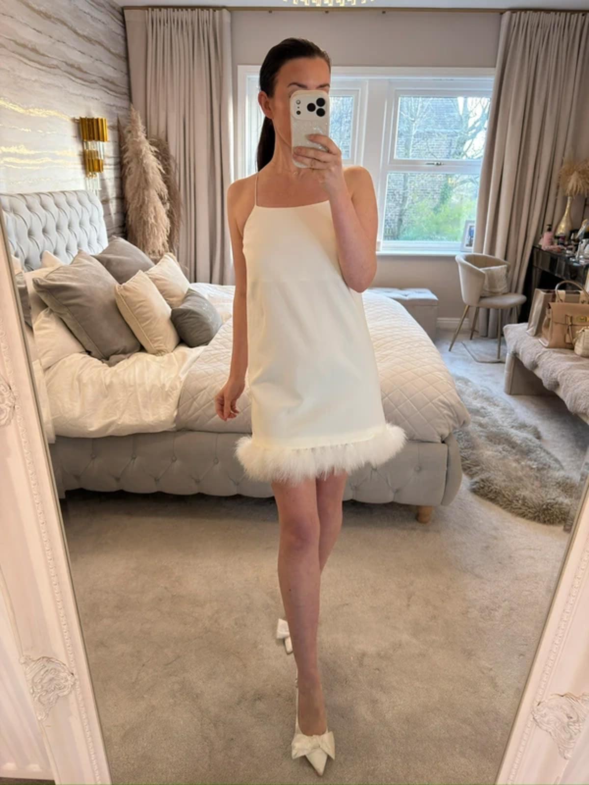 Topshop White Feather Mini Dress 6