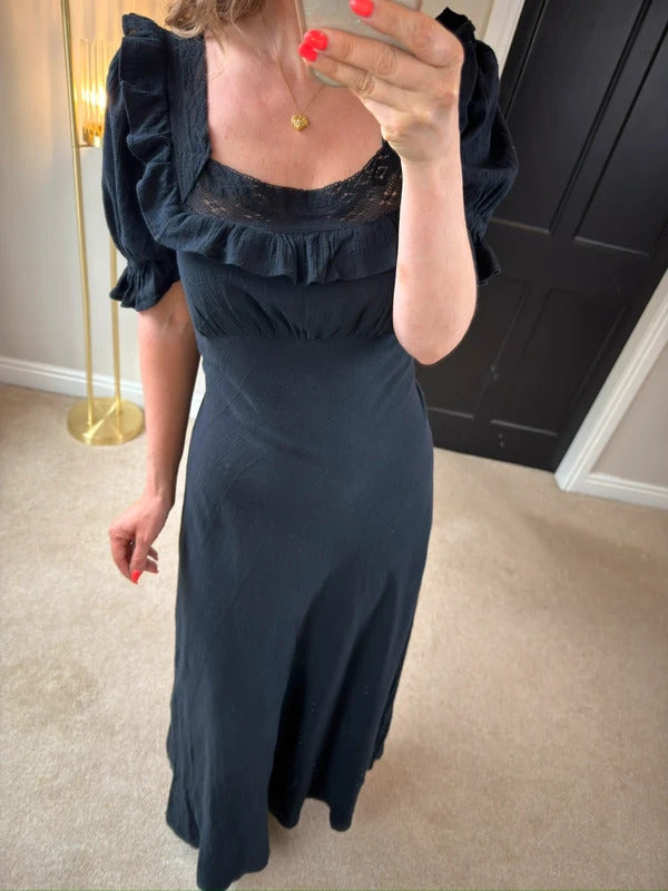 Free People Now & Forever Navy Midi Dress Medium