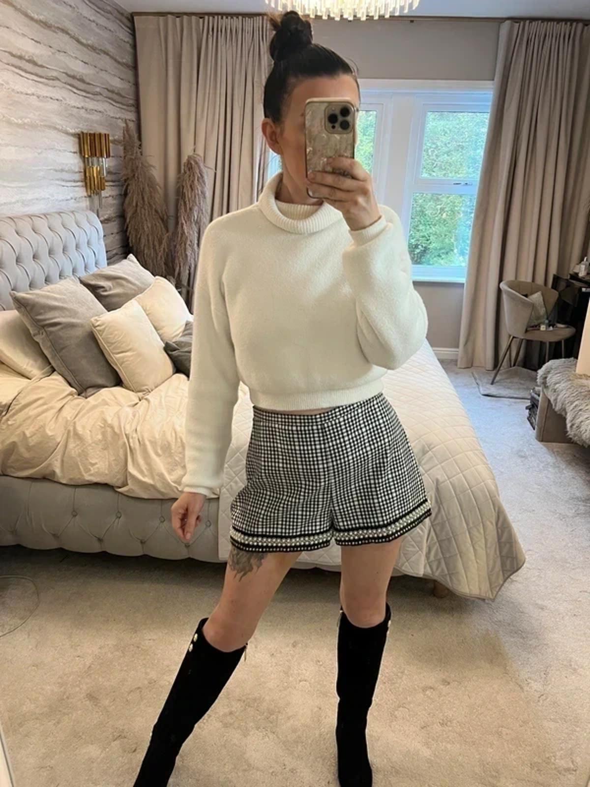 River Island Black & White Embellished Shorts 8 / 10