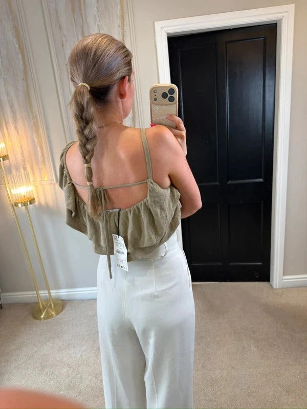 BNWT Zara Oatmeal Asymmetrical Knit Top Small