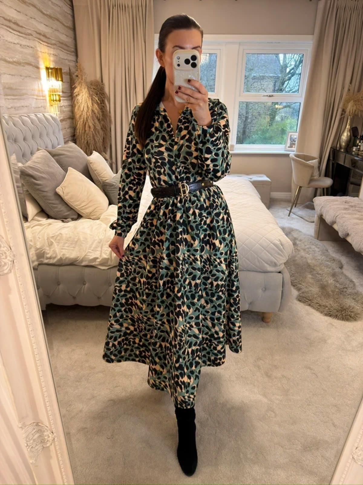Green Belted Midi Dress 8