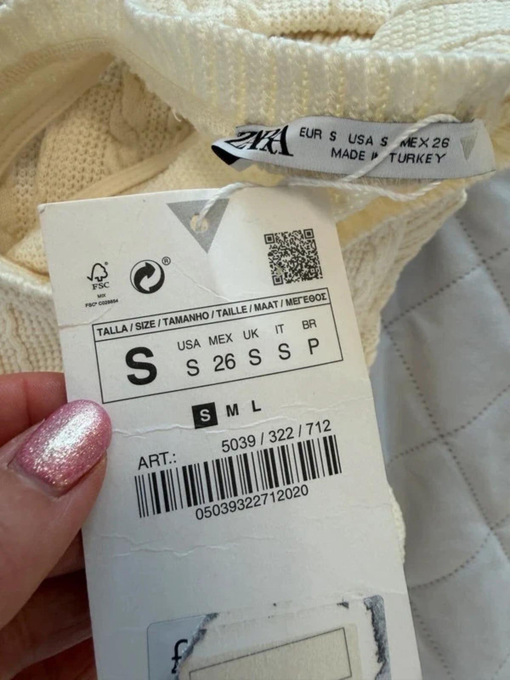BNWT Zara Cream Cable Knit Midi Dress Small