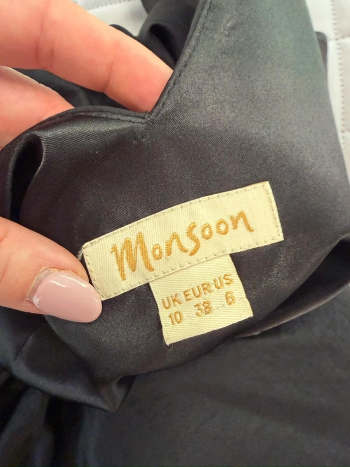 Monsoon Black Satin Bubble Hem Parachute Dress 10