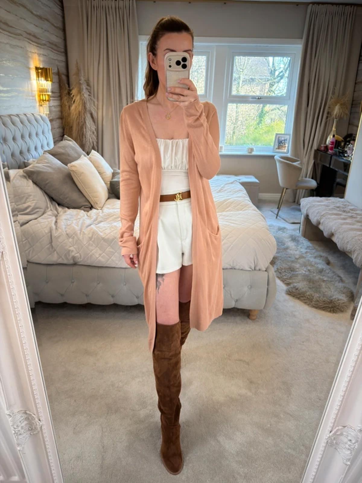 Forever 21 Peachy Pink Longline Cardigan Medium