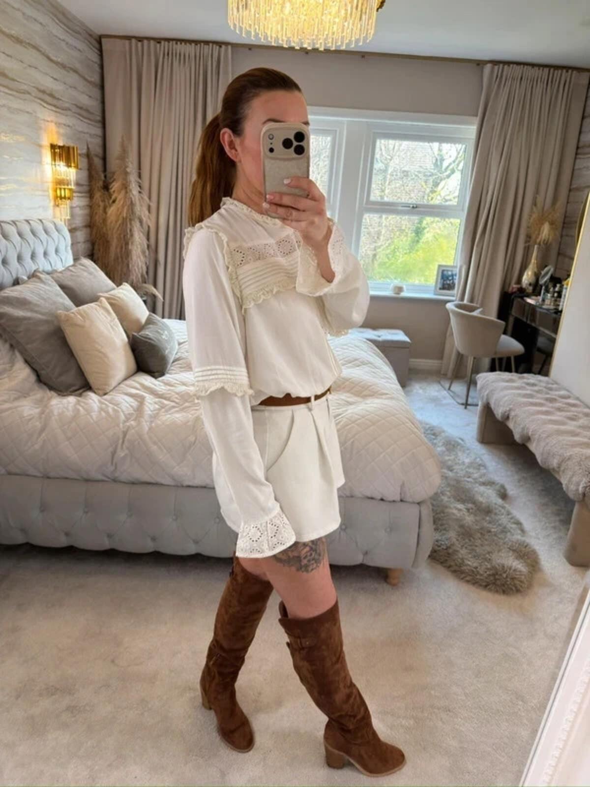 Vintage Cream Boho Lace Blouse 16